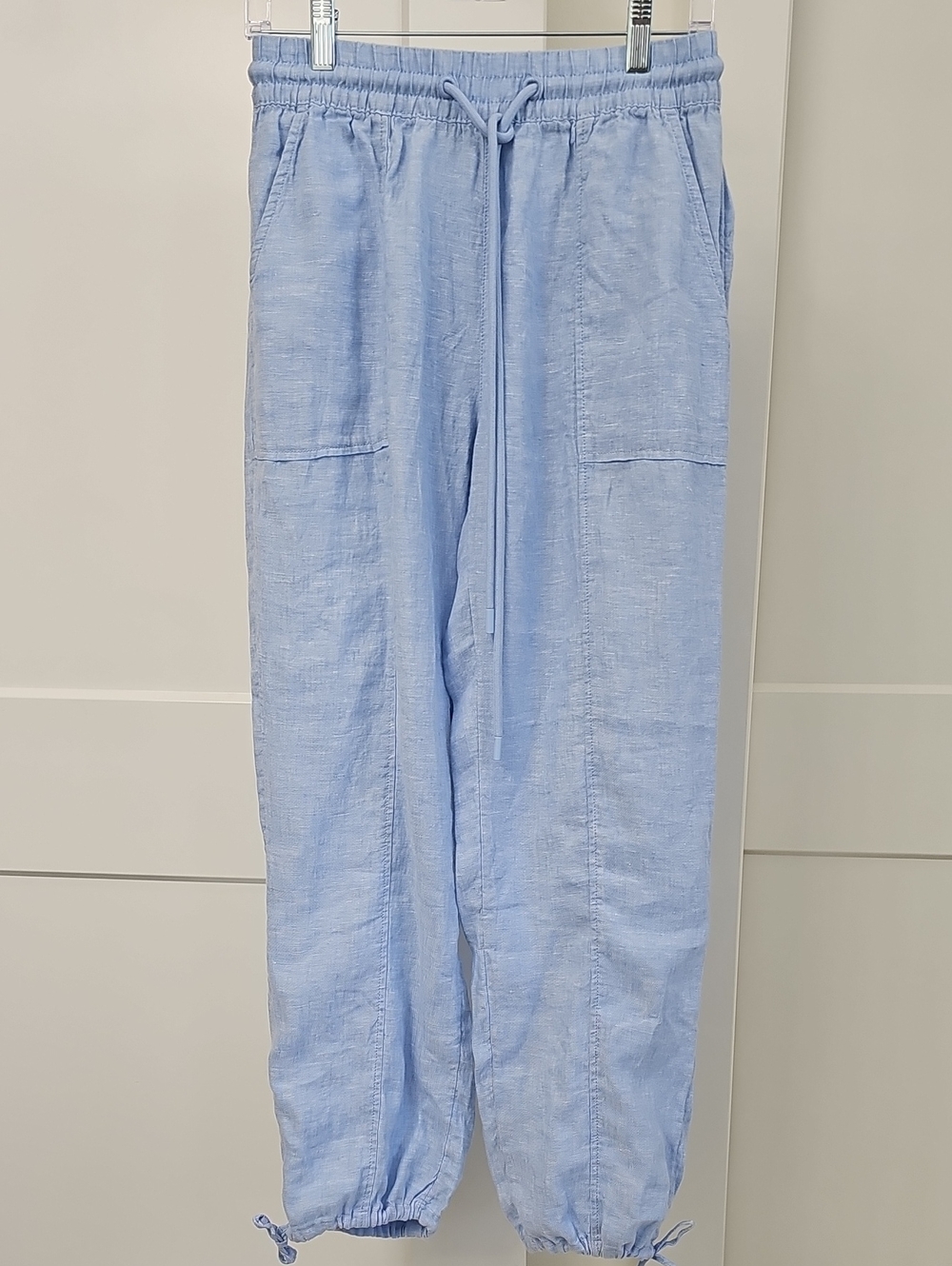 Light Blue Womens/girls Drawstring 100% Linen
